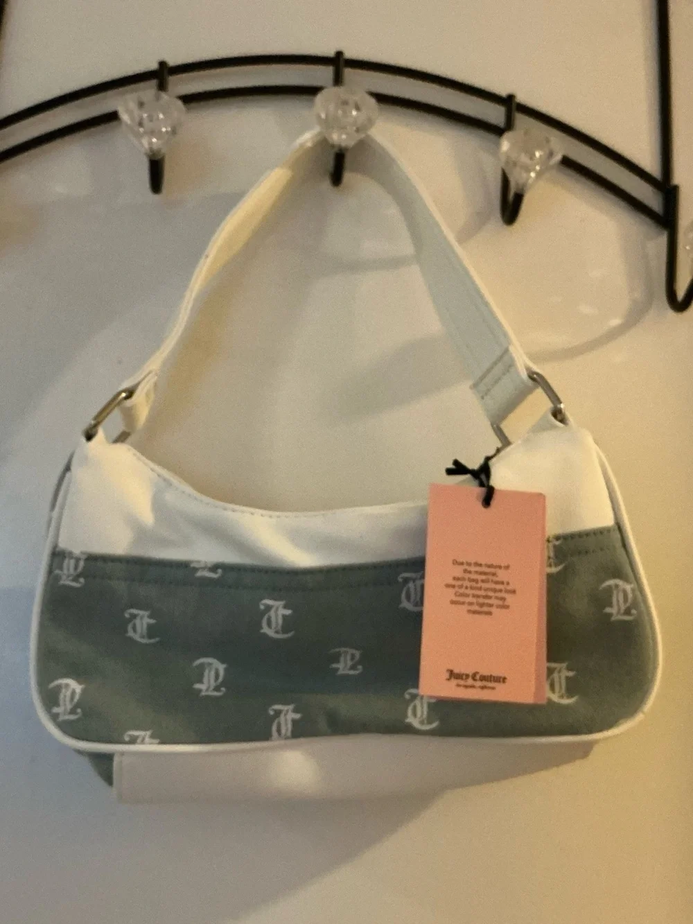 Juicy couture White and Sage Two-Pocket Shoulder Bag